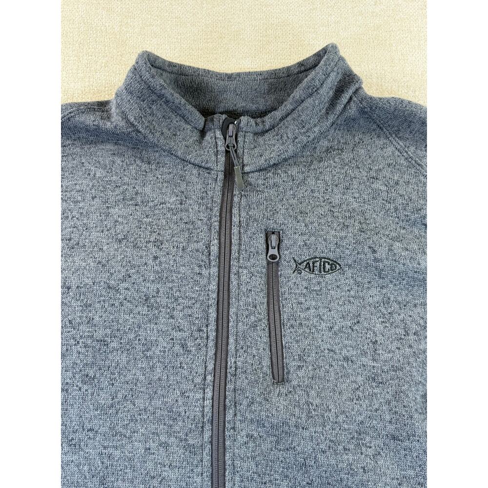 AFTCO Mens 2XL Gray Full Zip Fleece Long Sleeve Fishing Outdoor Jacket Warm Gear - Picture 8 of 8